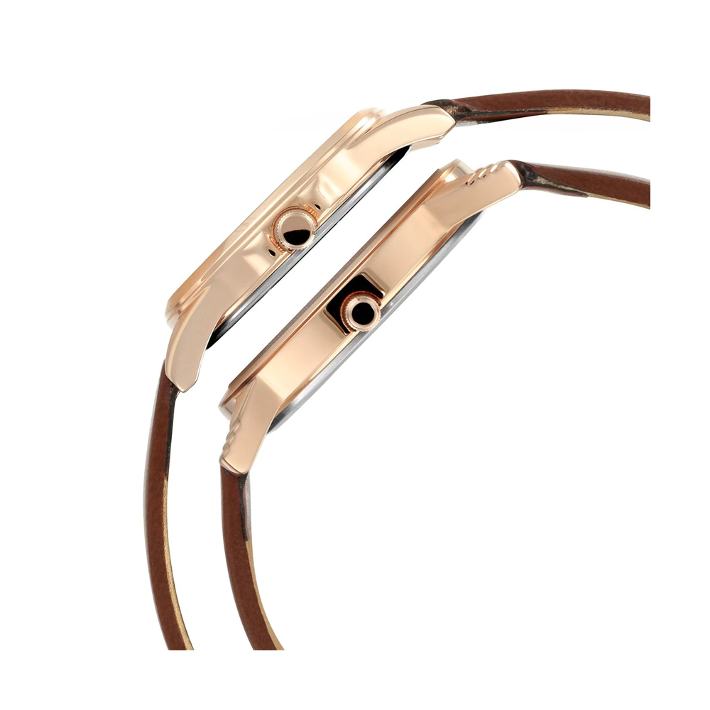 TITAN Bandhan Silver White Dial Leather Pair Watches