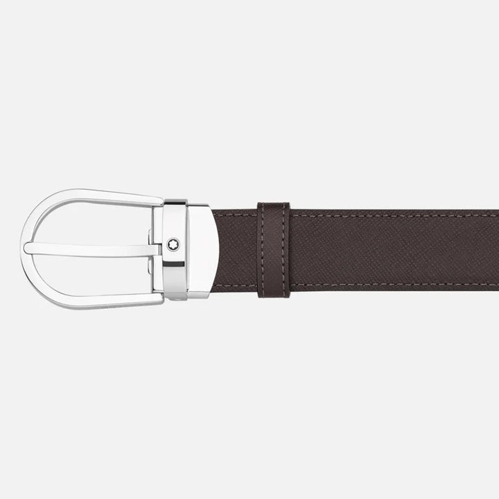 Mont Blanc Horseshoe buckle black/brown 30 mm reversible leather belt 113834