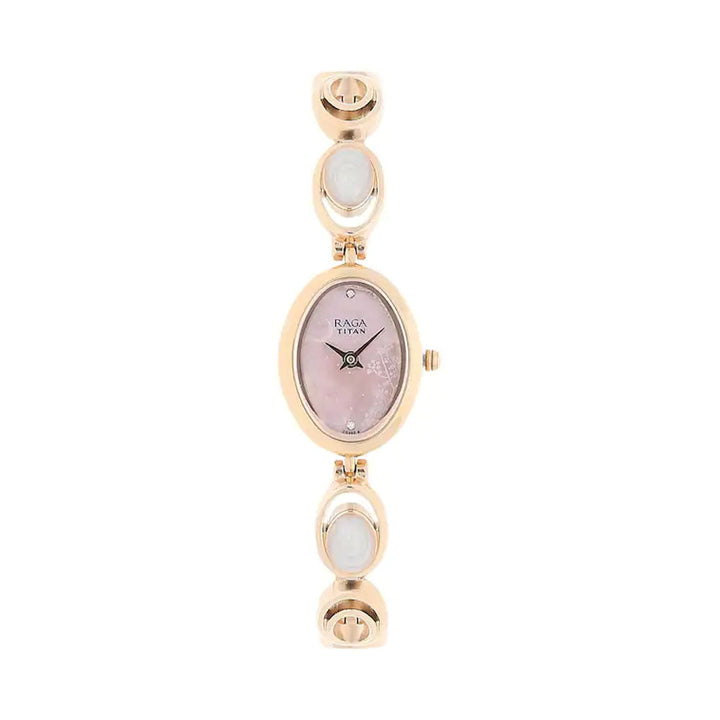 TITAN Raga Moonlight Mother Of Pearl Metal Strap Watch 2511WM04