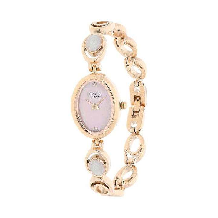 TITAN Raga Moonlight Mother Of Pearl Metal Strap Watch 2511WM04