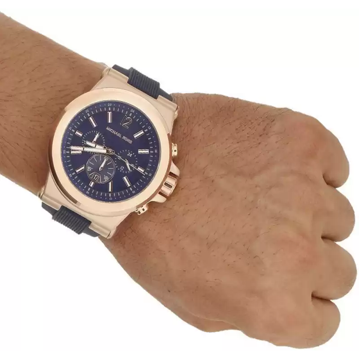 Michael Kors Dylan Blue Dial Leather Chronograph Mens Watch - MK8295