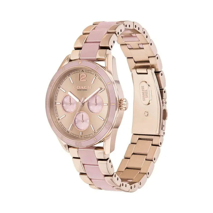 Coach Womens 36 mm Preston Rose Gold Dial Stainless Steel Analogue Watch - CO14503467W