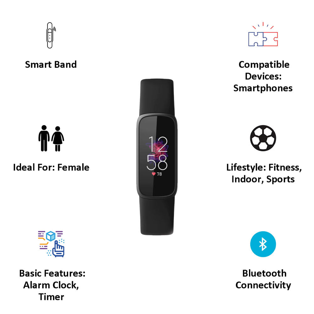 Fitbit Luxe - Graphite Stainless Steel - Activity Tracker With Band - Black