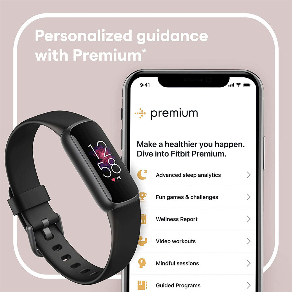 Fitbit Luxe - Graphite Stainless Steel - Activity Tracker With Band - Black