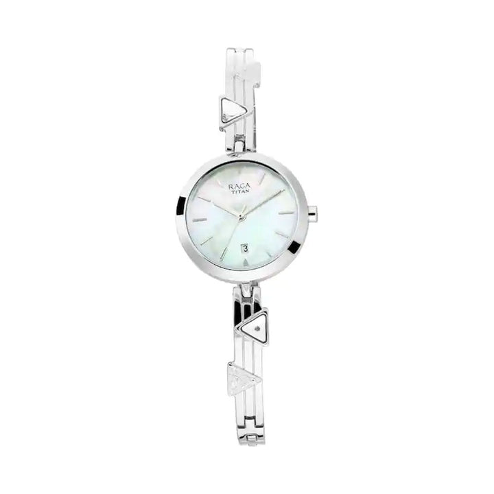 TITAN Raga Viva Mother Of Pearl Dial Metal Strap Watch 2606SM03