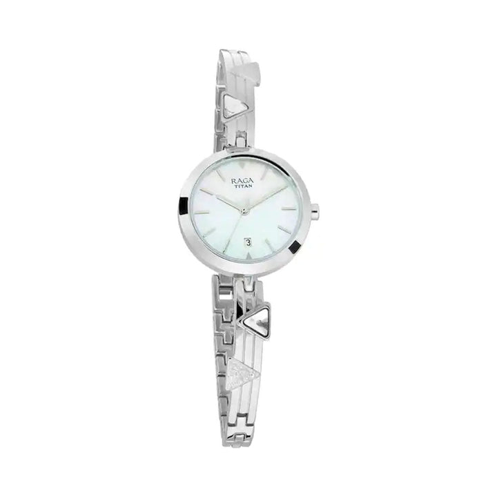 TITAN Raga Viva Mother Of Pearl Dial Metal Strap Watch 2606SM03