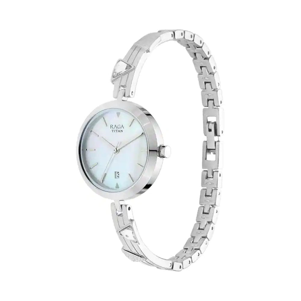 Raga mother of pearl dial metal strap watch hot sale