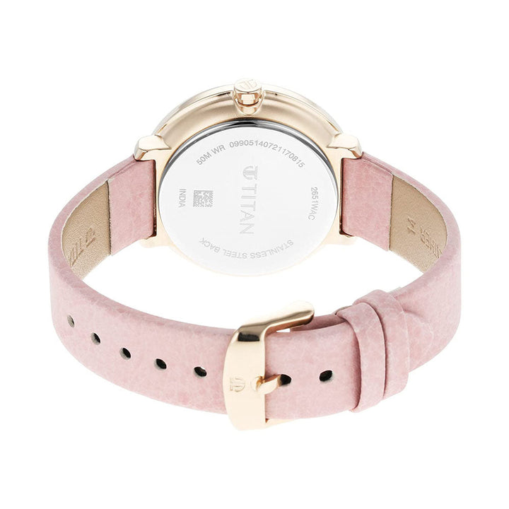 TITAN Pastel Dreams Brown Dial Pink Leather Strap Watch 2651WL06