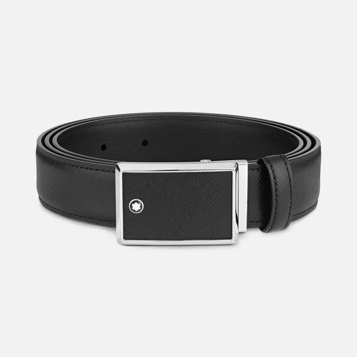 Mont Blanc Black 30 mm leather belt 114421