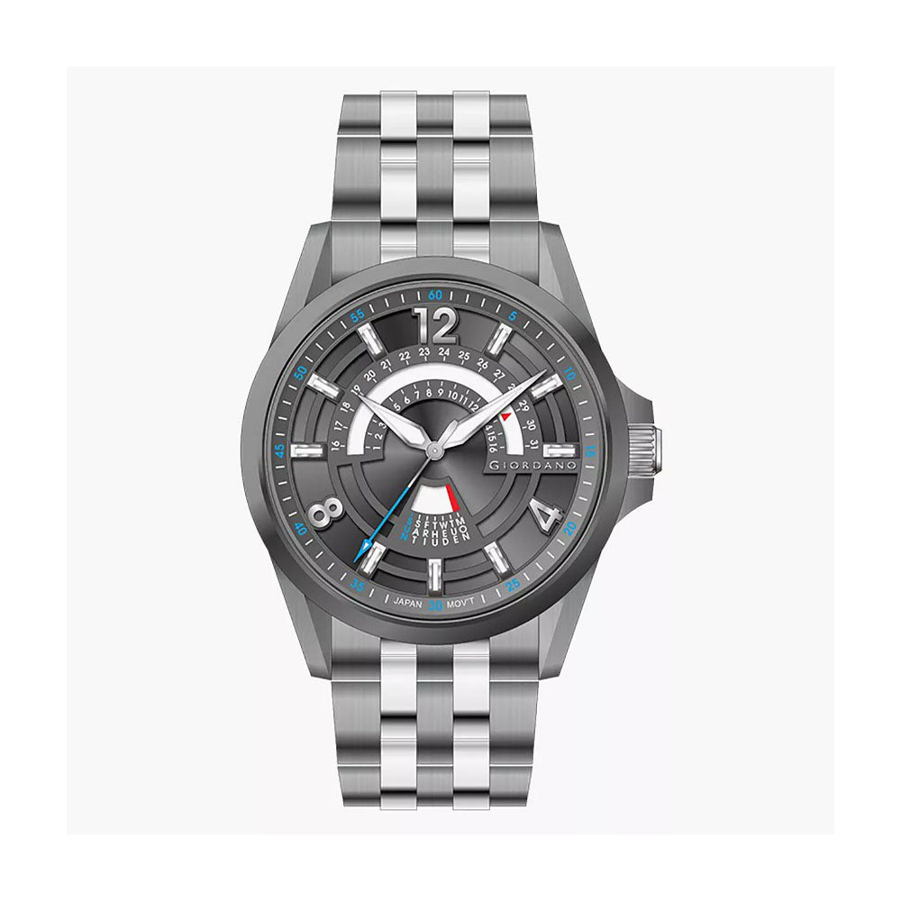Giordano GD-1090-33 Grey Dial Dual Tone Stainless Steel Strap