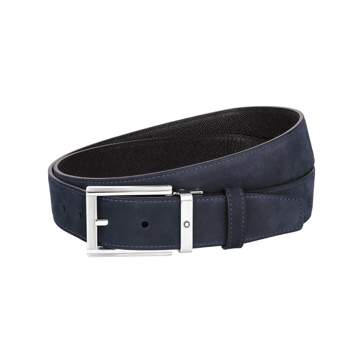 Mont Blanc 126042 Black/Blue 35 mm Reversible Leather Belt
