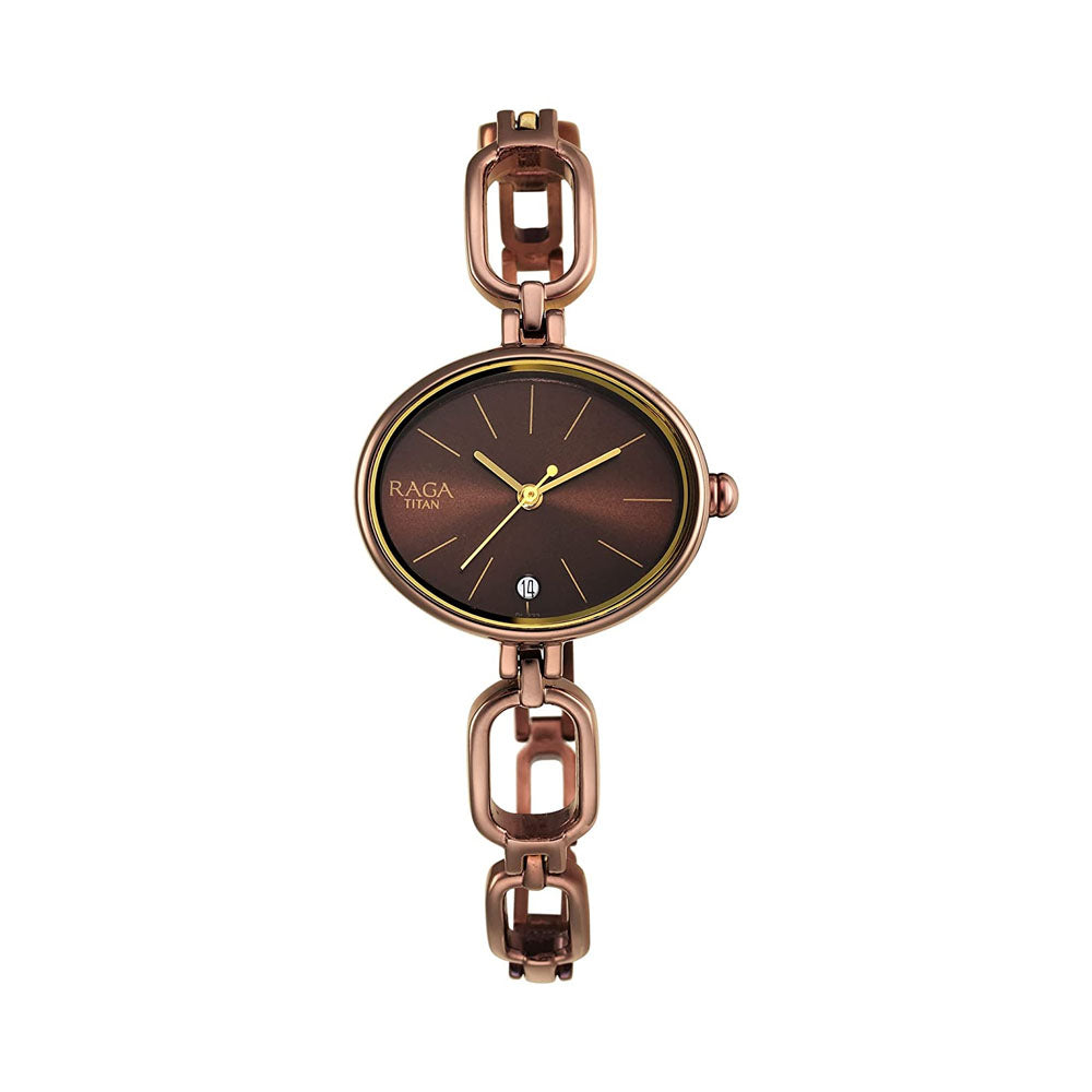 TITAN Raga Viva Brown Dial Brown Brass Strap Watch 2667QM01