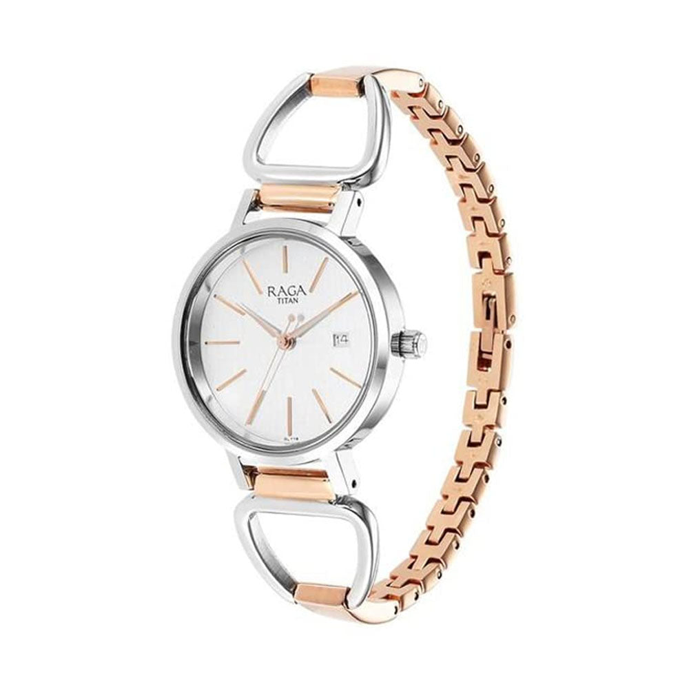 Titan raga analog sale white dial women's watch