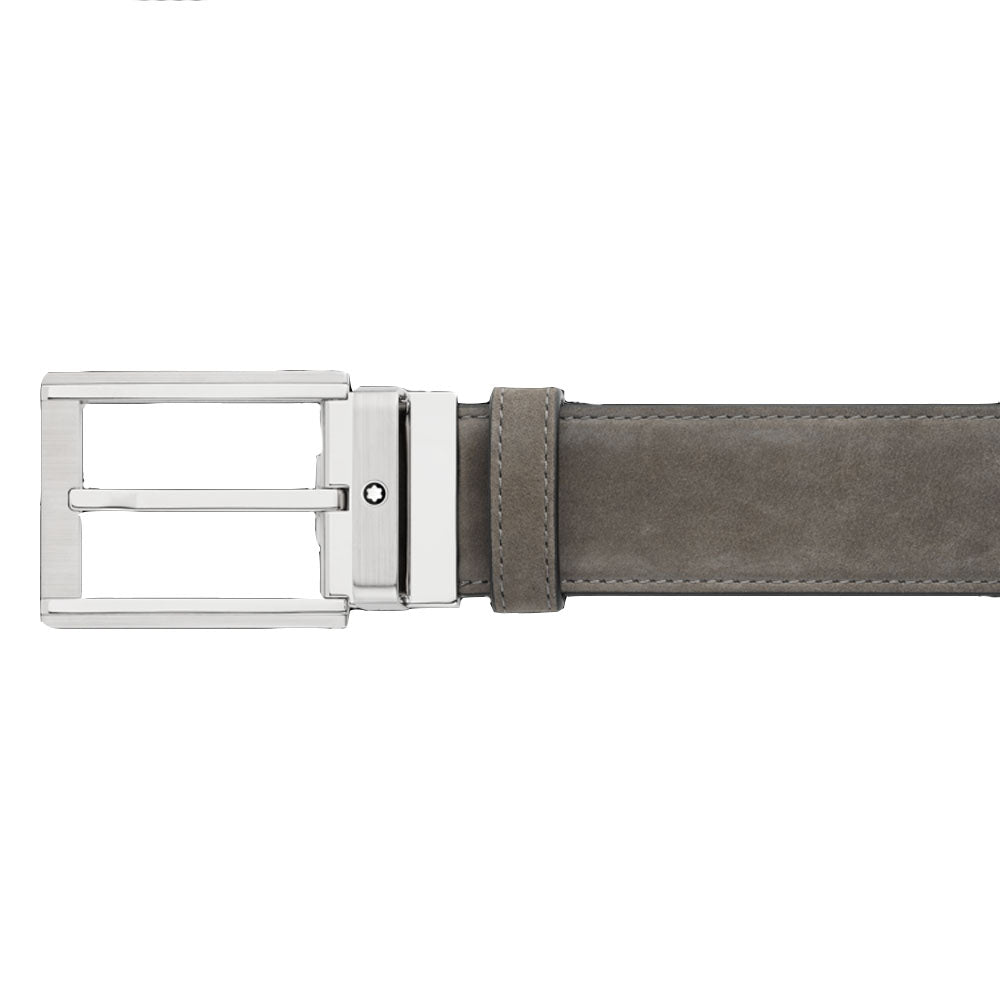 Montblanc 126043 belt 35mm in nubuck reversible rectangular buckle black / Taupe gray