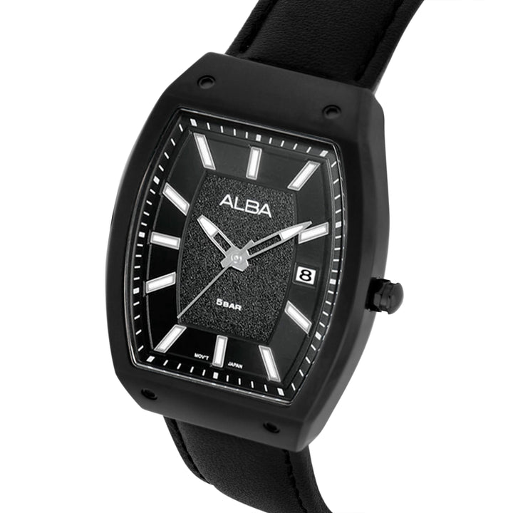 Alba AG8M81X1 Stardust Black Dial With Black Leather Straps