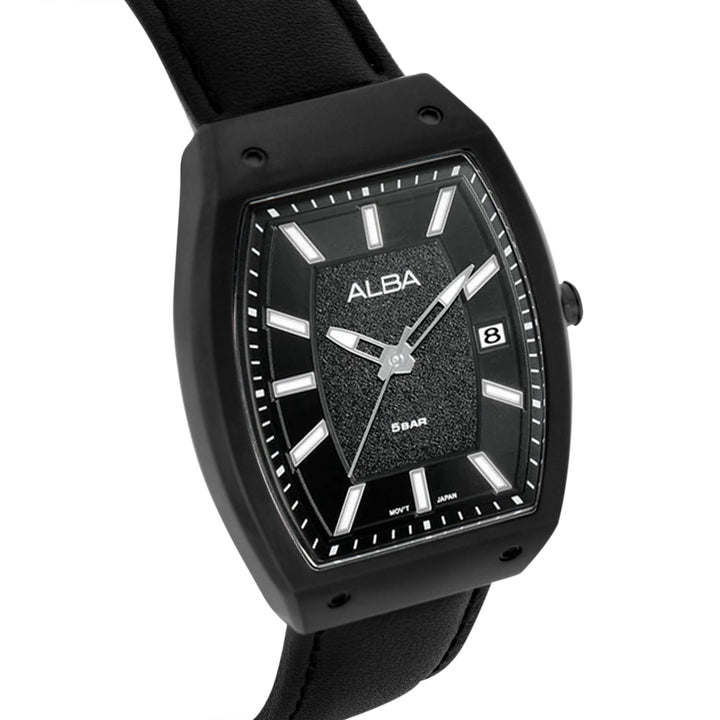 Alba AG8M81X1 Stardust Black Dial With Black Leather Straps