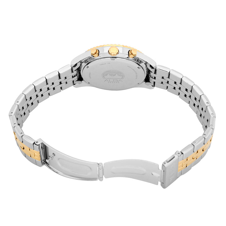 Alba AT3H14X1 White+Gold Dial Chronograph