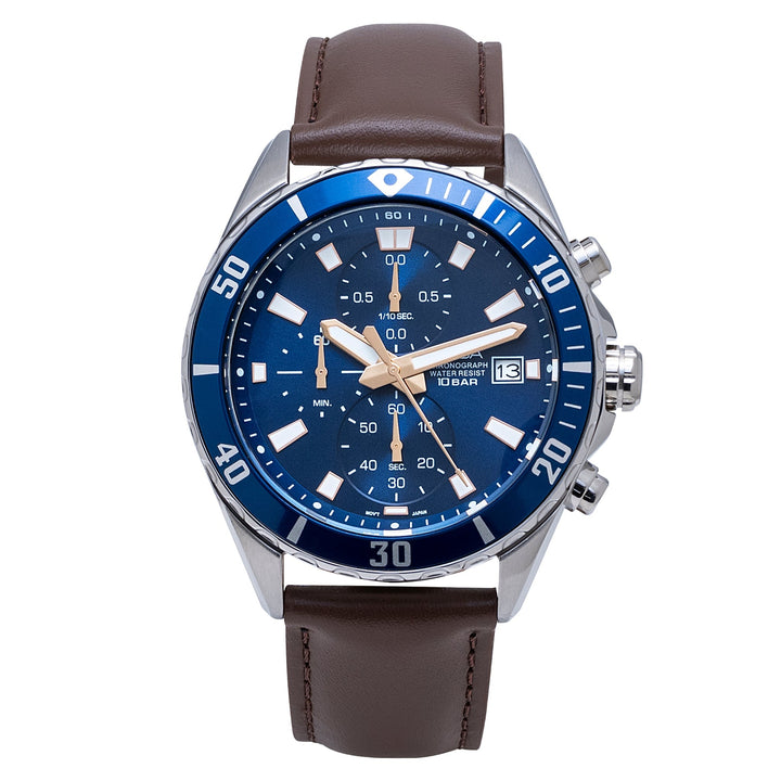 AM3813X1 Blue Dial Chronograph with Leather Strap