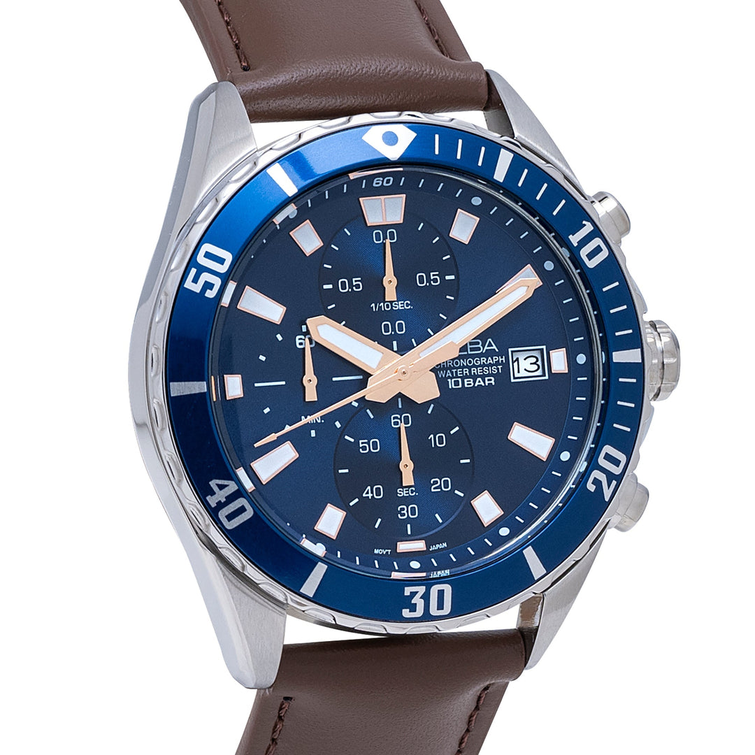 AM3813X1 Blue Dial Chronograph with Leather Strap