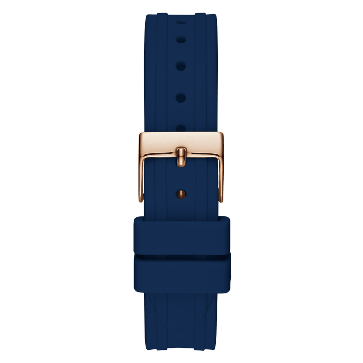 GUESS Ladies Blue Rose Gold Tone Analog Watch