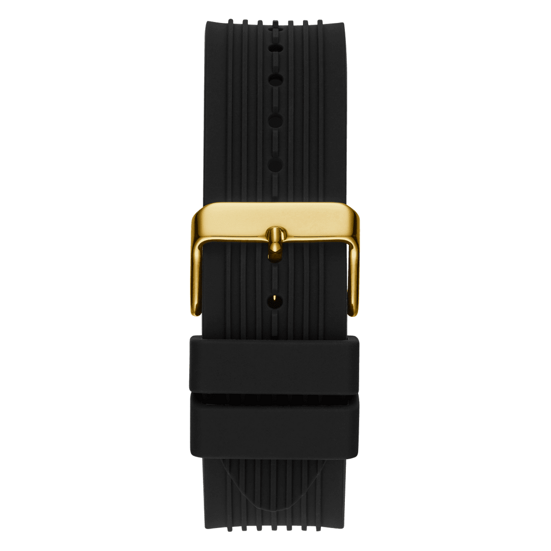 GUESS Mens Black Gold Tone Multi-Function Watch