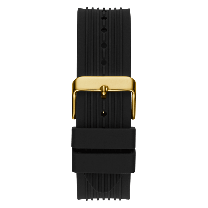 GUESS Mens Black Gold Tone Multi-Function Watch