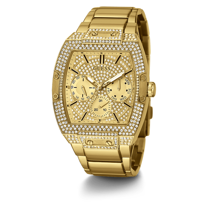 GUESS Mens Gold Tone Multi-Function Watch