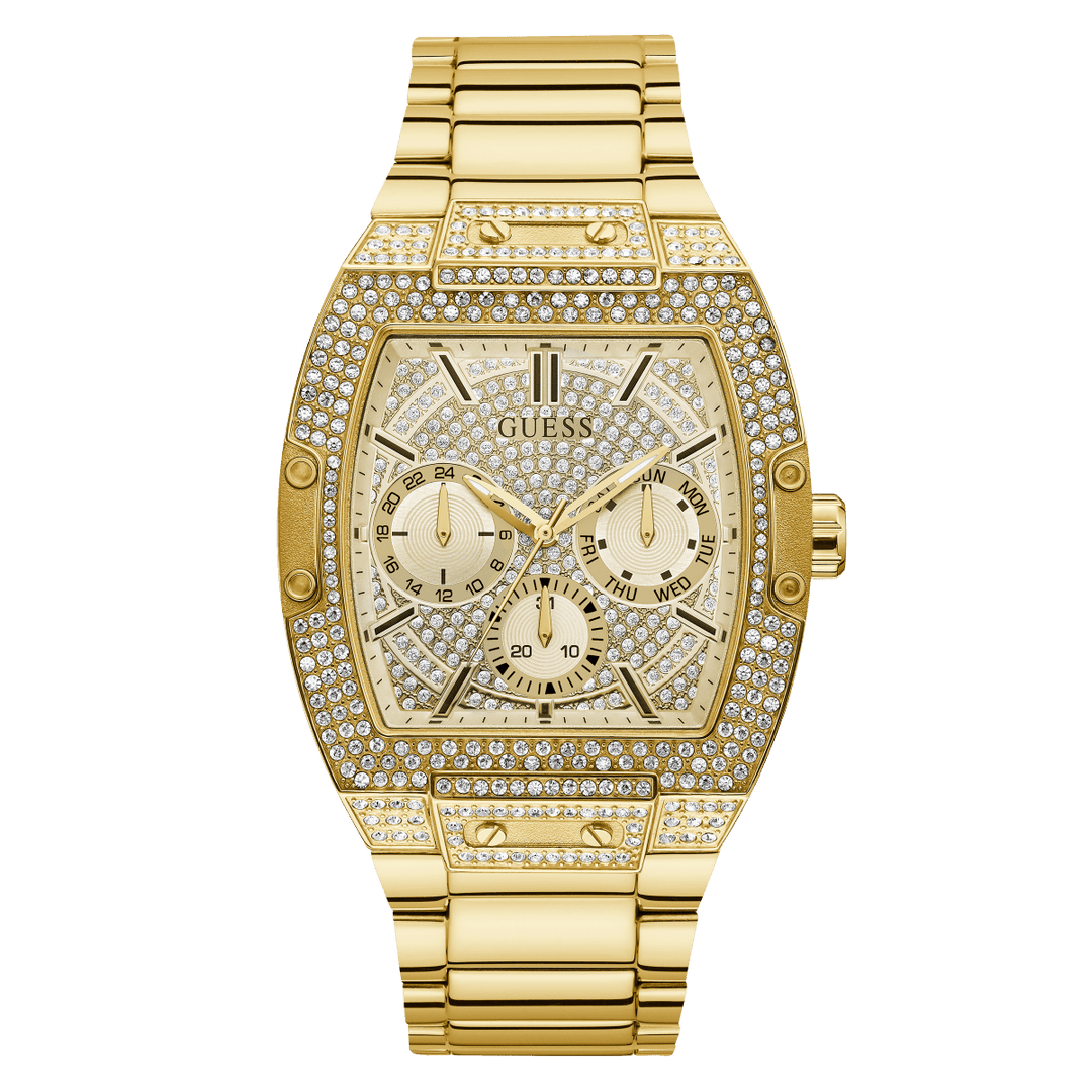GUESS Mens Gold Tone Multi-Function Watch