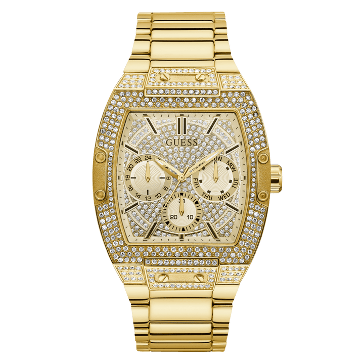 GUESS Mens Gold Tone Multi-Function Watch
