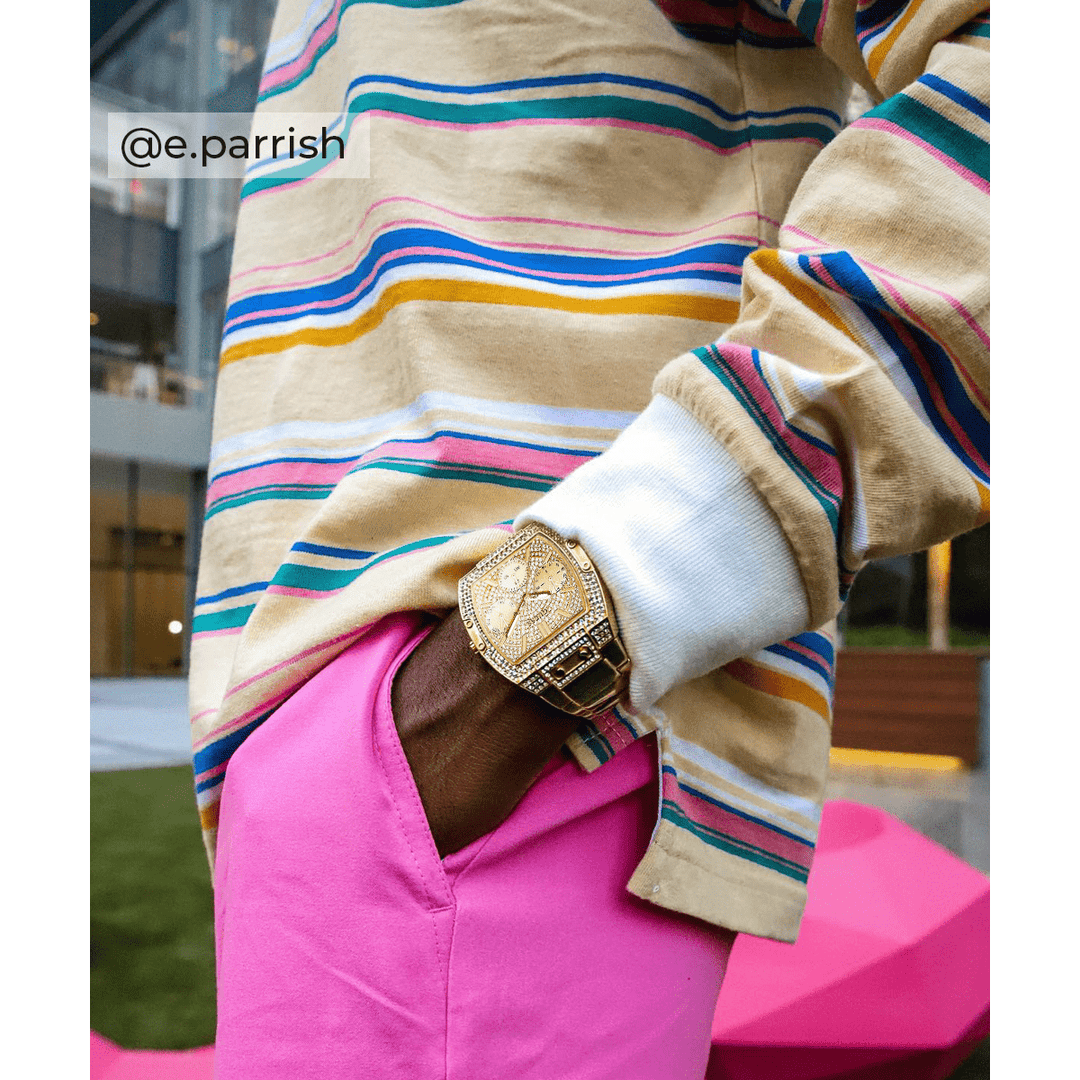 GUESS Mens Gold Tone Multi-Function Watch