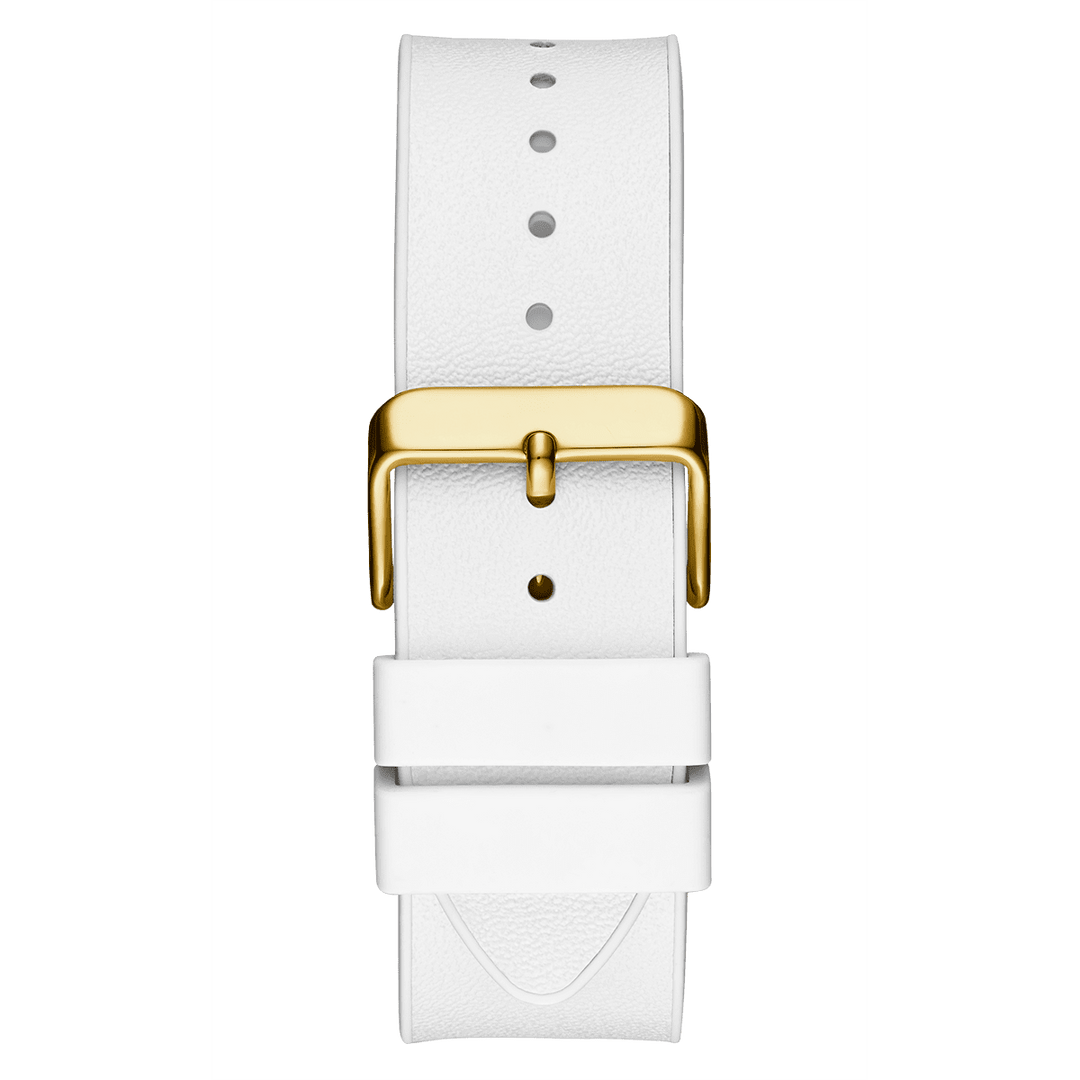 GUESS Mens White Gold Tone Multi-Function Watch