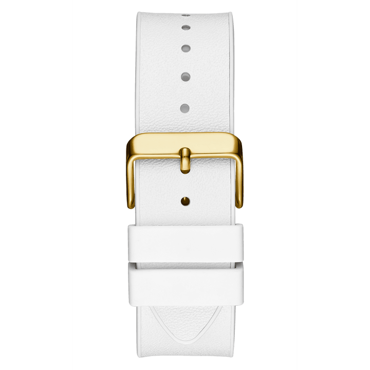 GUESS Mens White Gold Tone Multi-Function Watch