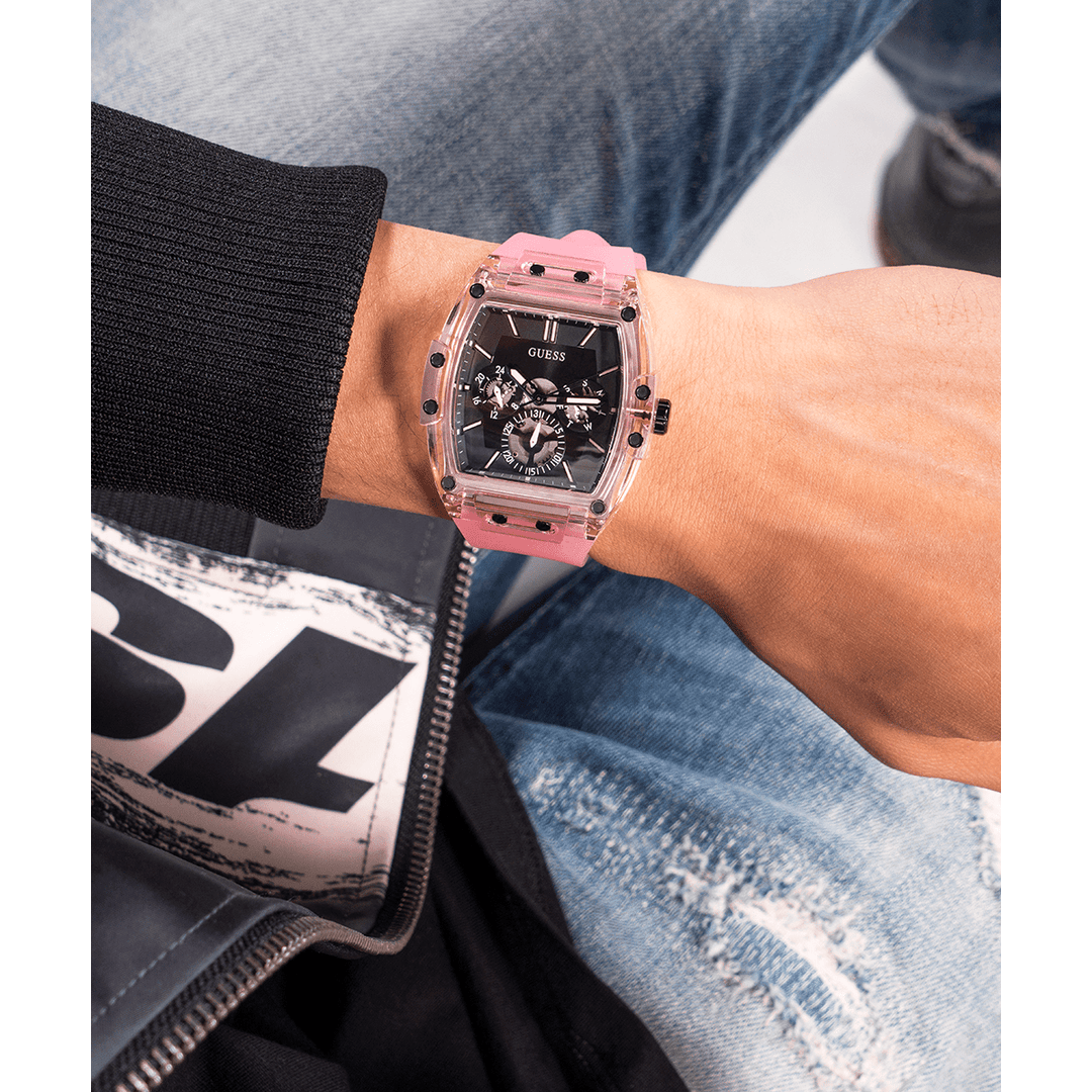 GUESS Mens Pink Multi-Function Watch