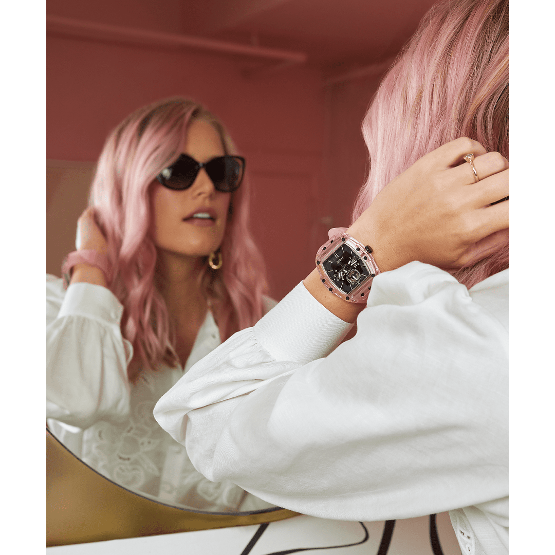 GUESS Mens Pink Multi-Function Watch