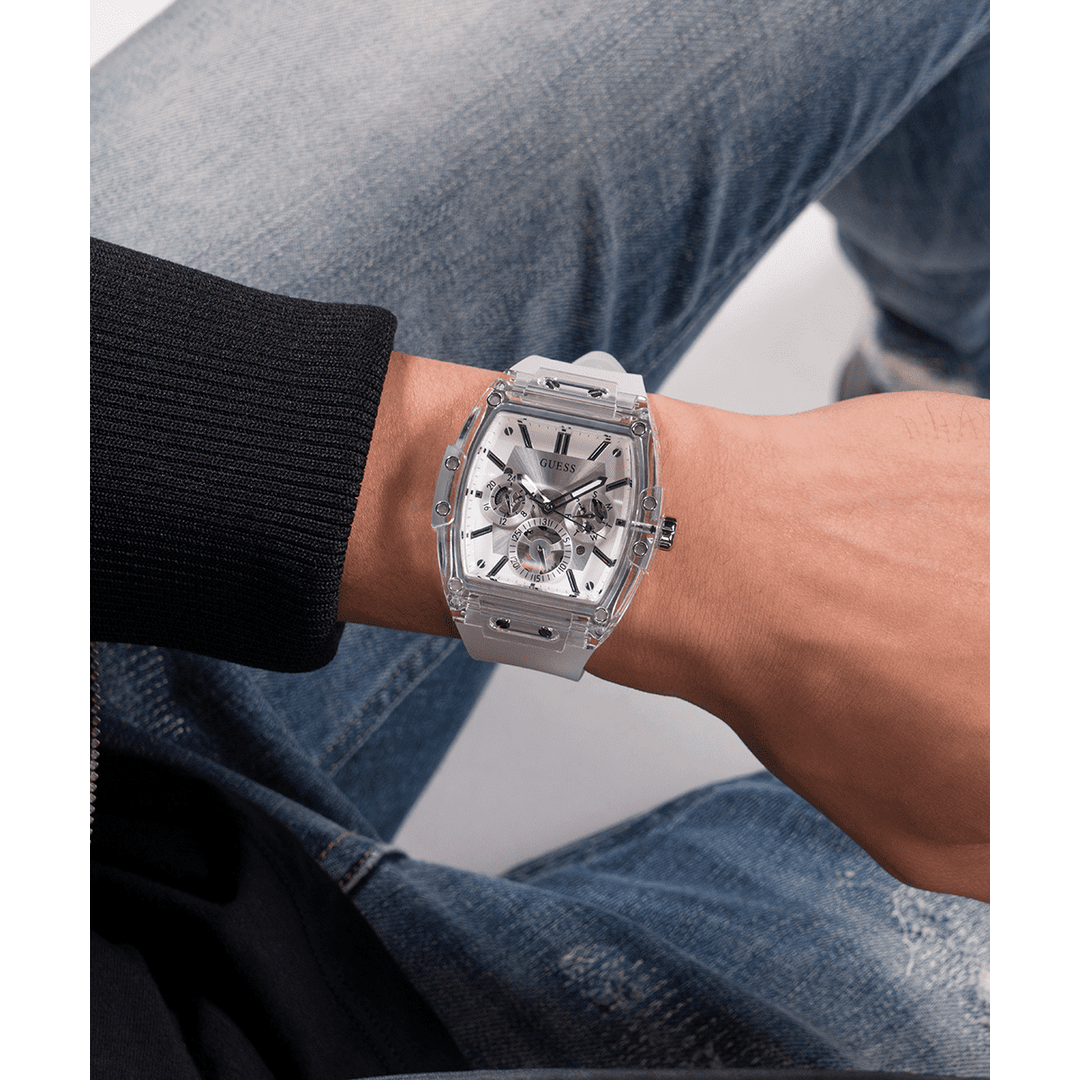 GUESS Mens Clear Multi-Function Watch