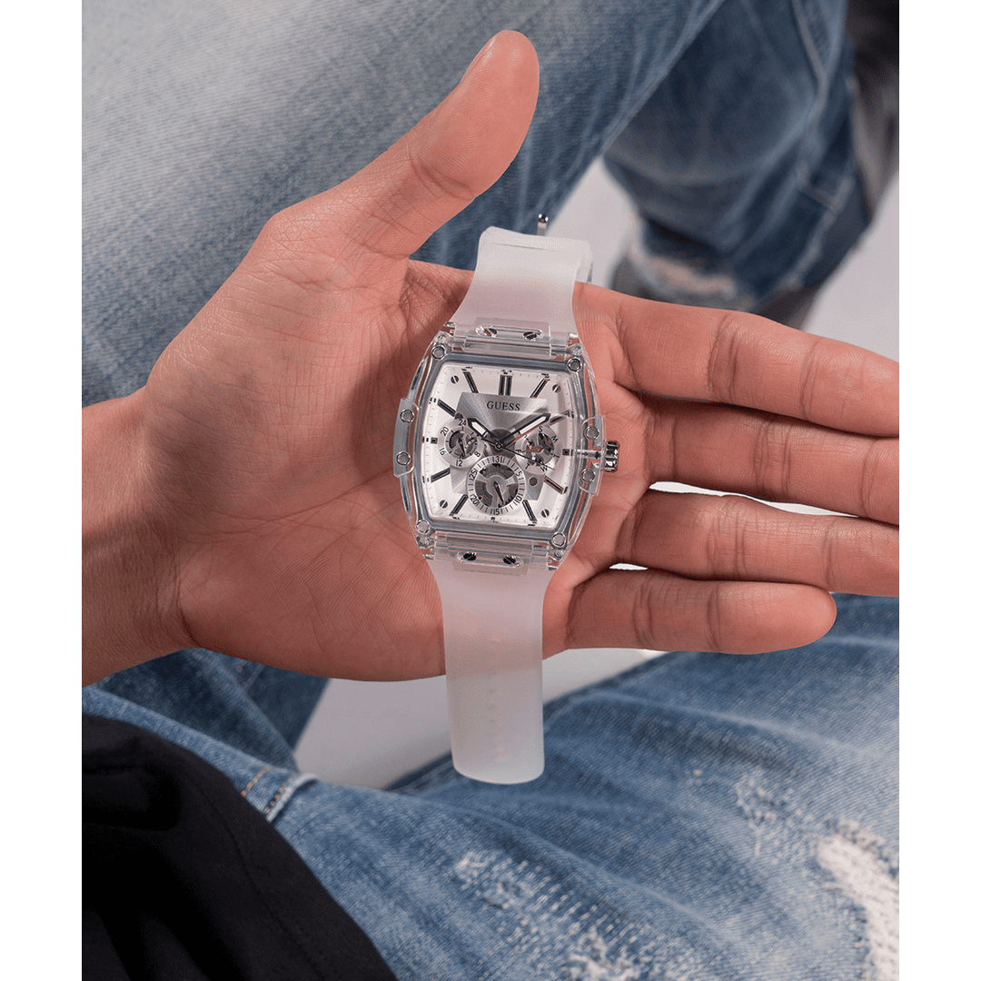 GUESS Mens Clear Multi-Function Watch