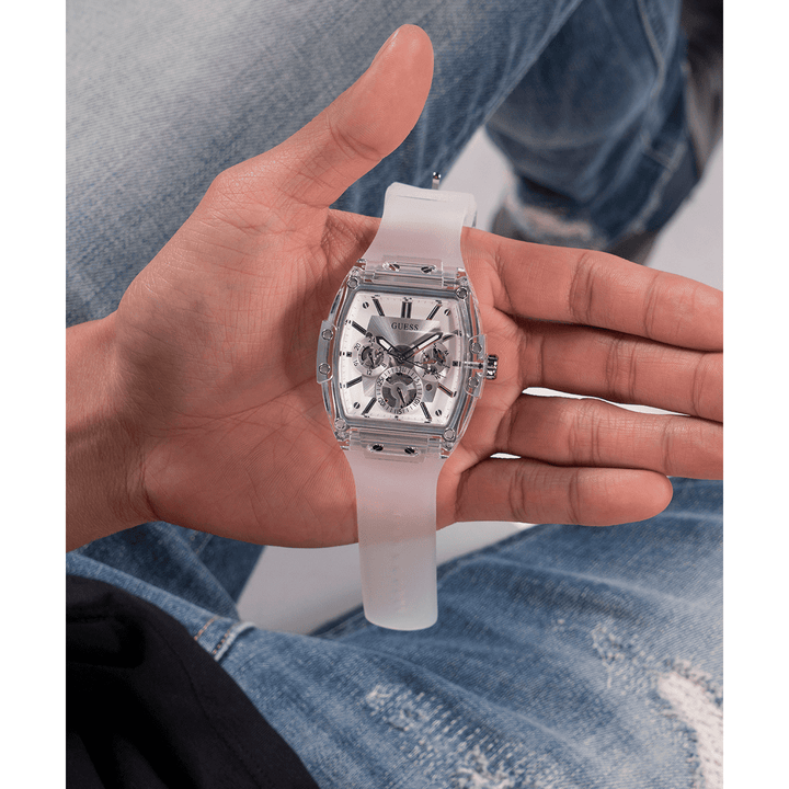 GUESS Mens Clear Multi-Function Watch