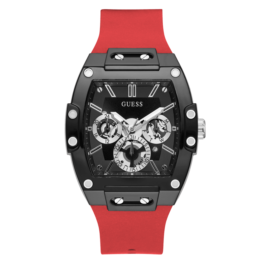 GUESS Mens Red Black Multi-Function Watch