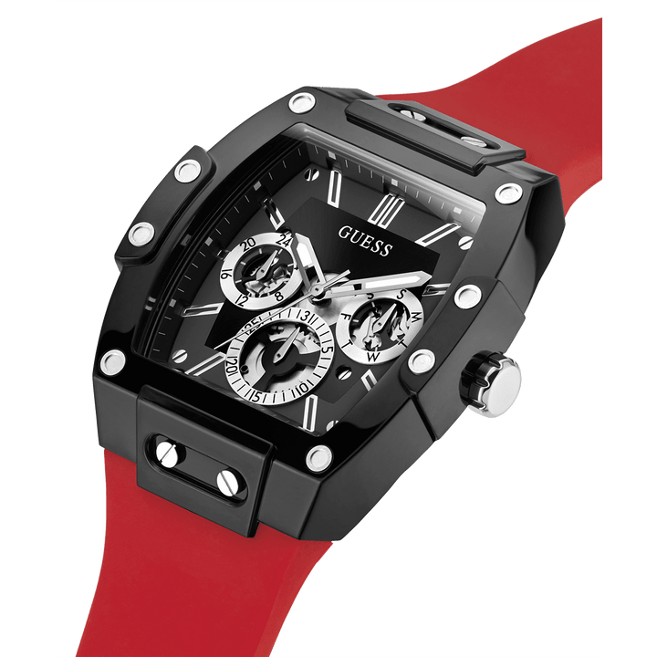 GUESS Mens Red Black Multi-Function Watch