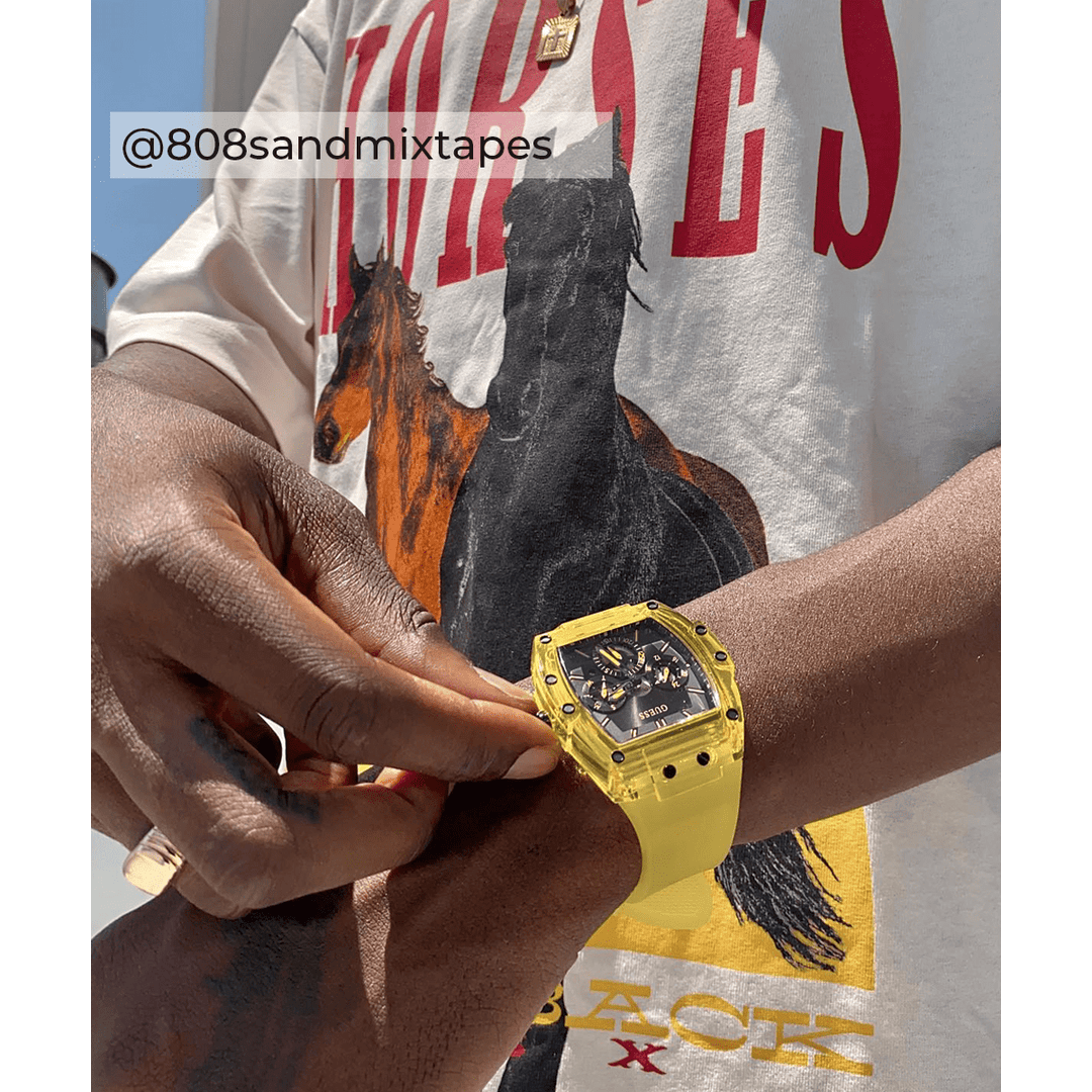 GUESS Mens Yellow Multi-Function Watch