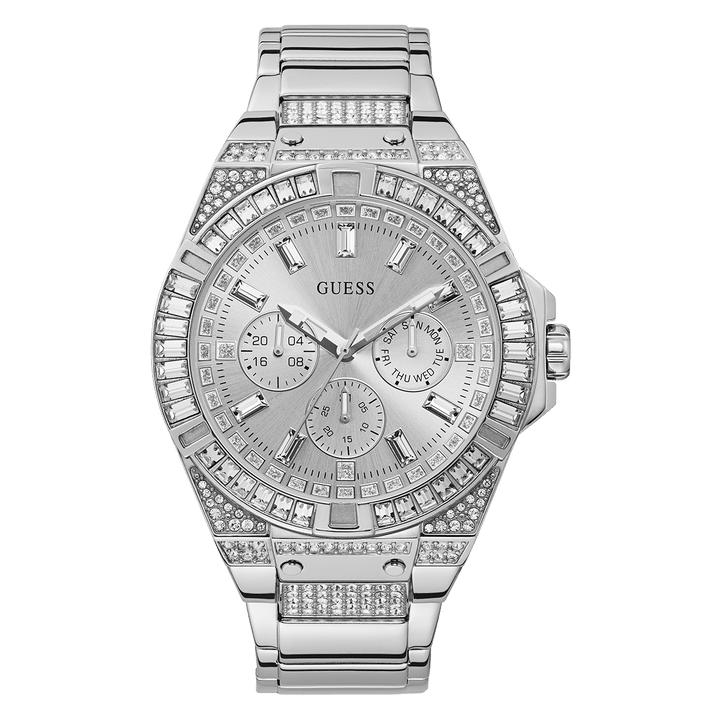 GUESS Mens Silver Tone Multi-Function Watch