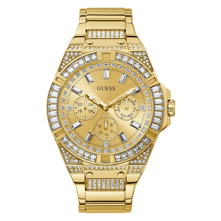 GUESS Mens Gold Tone Multi-Function Watch