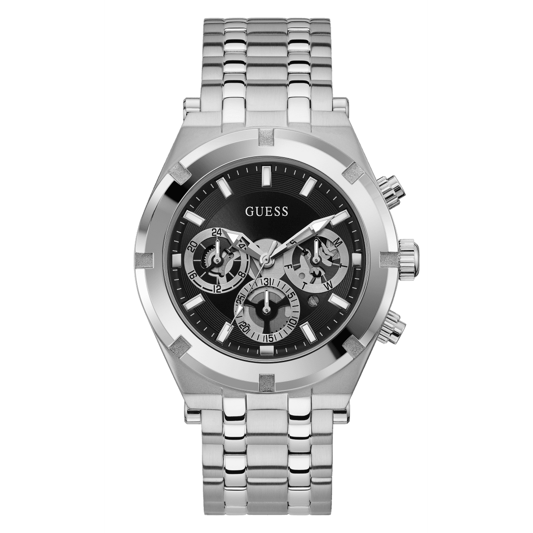 GUESS Mens Silver Tone Multi-Function Watch