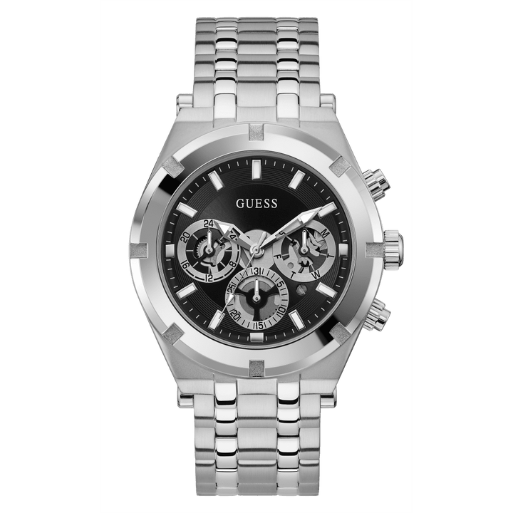 GUESS Mens Silver Tone Multi-Function Watch