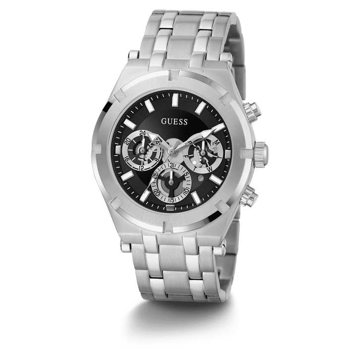 GUESS Mens Silver Tone Multi-Function Watch