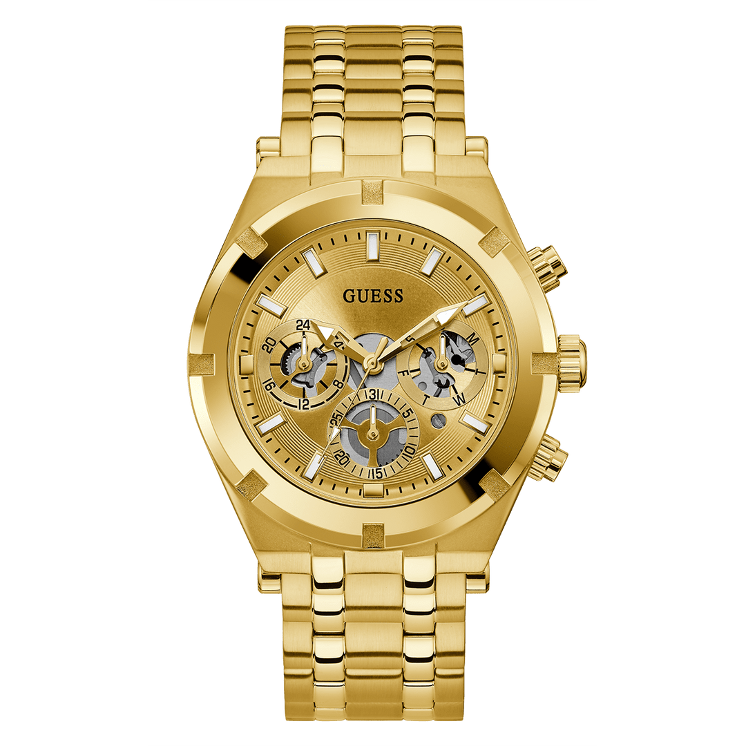 GUESS Mens Gold Tone Multi-Function Watch