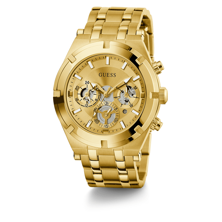 GUESS Mens Gold Tone Multi-Function Watch