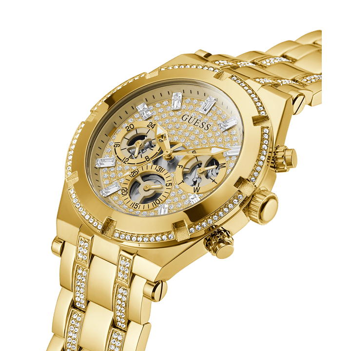 GUESS Mens Gold Tone Multi-Function Watch