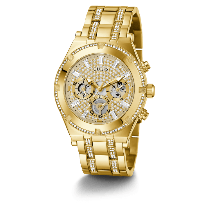 GUESS Mens Gold Tone Multi-Function Watch