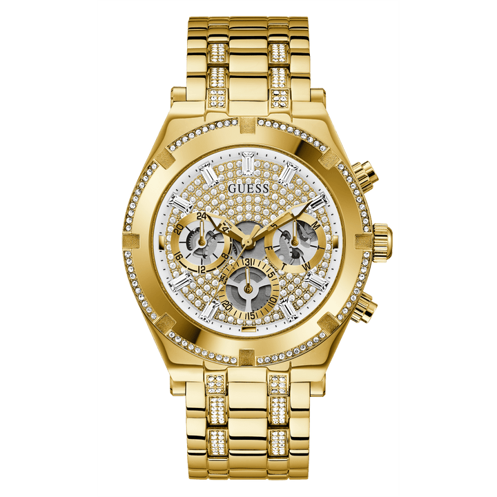 GUESS Mens Gold Tone Multi-Function Watch